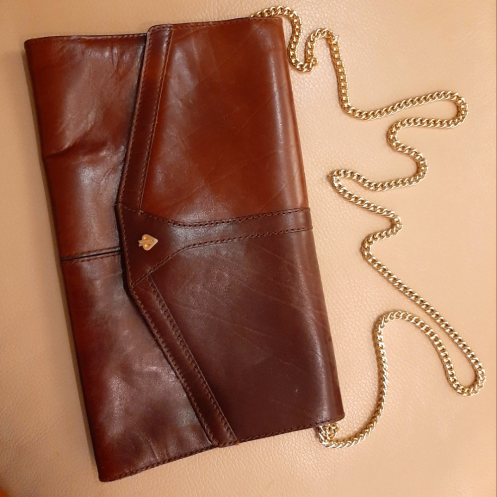 Vintage leather envelope clutch
